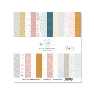 Kit de 12 papeles estampados a doble cara 30,5x30,5 cm HELLO
