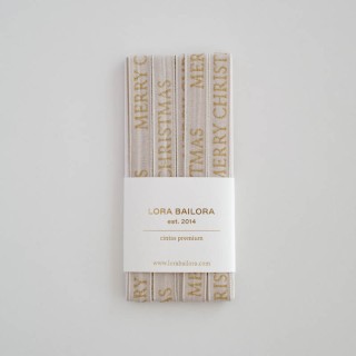 Cinta bordado Merry Xmas crema