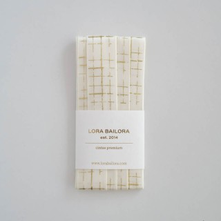 Cinta cuadricula foil crema