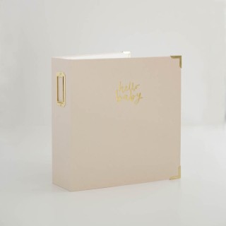 Cloth album 6x8" wide spine HELLO BABY BEIGE