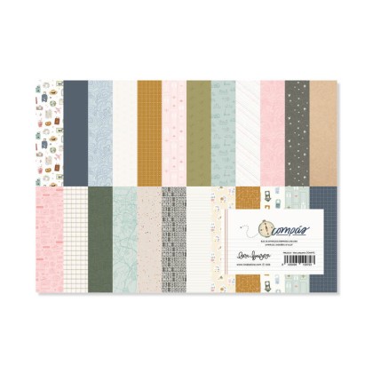 Paper pad 24 papeles estampados a una cara 15,2x20,3 cm COMPÁS